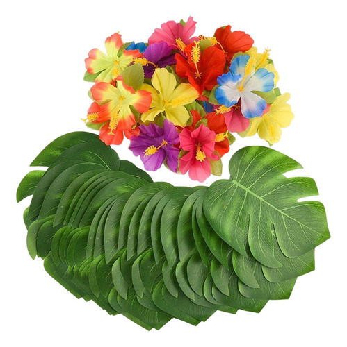 Juego De 60 Decoraciones Hawaianas Con Plantas Artificiales,