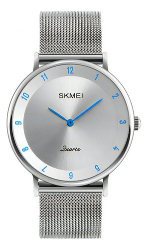 Reloj pulsera Skmei 1264 de cuerpo color plateado, analógico, para hombre, con correa de acero inoxidable color y expandible