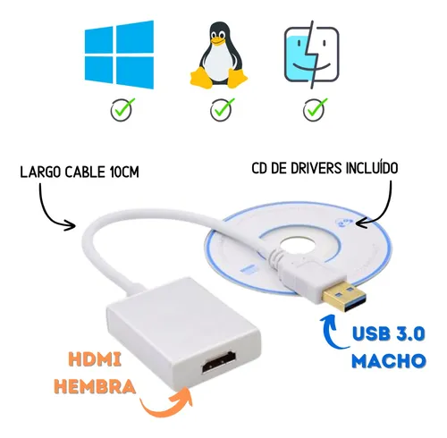 ADAPTADOR USB 3.0 A HDMI HEMBRA CONVERTIDOR