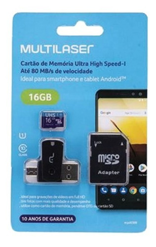 Imagem 1 de 2 de Cartão Memória 4x1 Pendrive Micro Usb Multilaser Mc150