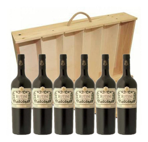 Estuche Madera Vino Rutini Cabernet Merlot X 6 Unidades