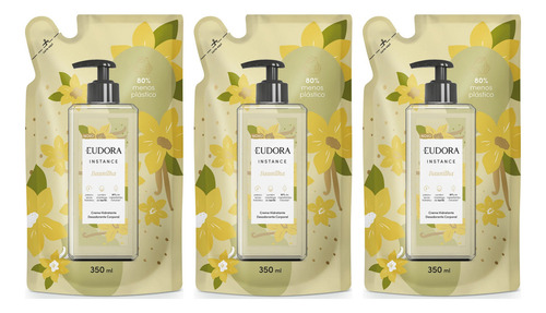 Combo Refil Instance Creme Hidratante Corpo Eudora (03 Un) Fragrância Baunilha