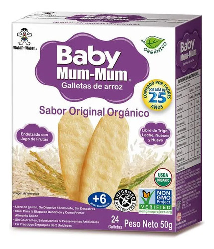Galletas De Arroz Baby Mum-mum Original 50g - 12 Un