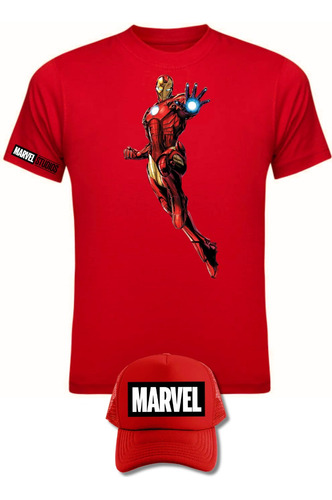 Camiseta Manga Corta Iron Man Obsequio Gorra I