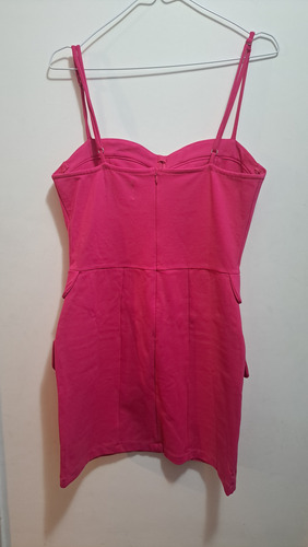 Vestido Tipo Corset, Fucsia Con Manguitas A Parte. Talle Xl