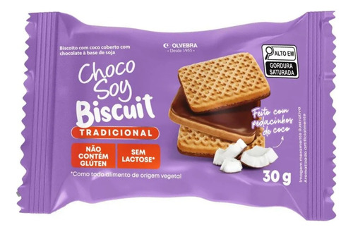 Choco Soy Biscuit Tradicional Sem GlĂșten Sem Lactose 30g