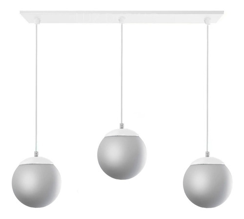 Colgante 3 Luces Globo Opal 15cm Deco Blanco Apto Led E-27