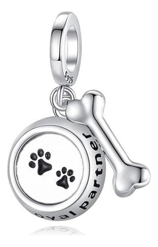 Dije Charm Mascota Plato Hueso Plata 925