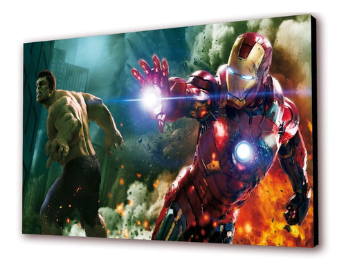 Cuadro 50x30cms Decorativo Iron Man & Hulk!!!+envío Gratis