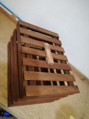 Huacal De Madera Con Tapa Acabado Fino Color Nogal