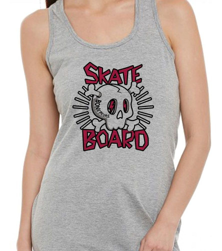 Musculosa Skateboard Bone People Skull Art