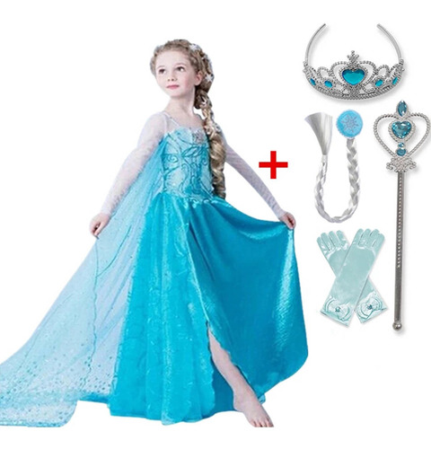 5pcs/set Vestido De Princesa Elsa Para Niñas Vestidos Para N
