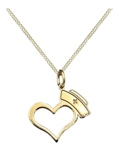 Dije Y Cadena Enfermera Corazon  Baño Oro 24k Plata 925 Envi