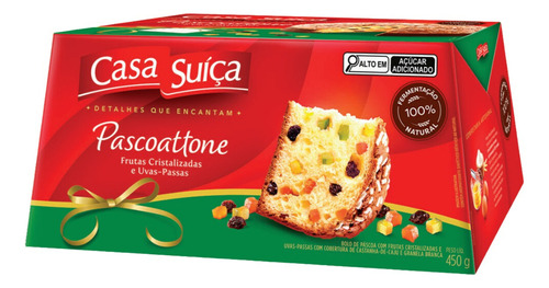 Colomba Pascal Pascoattone Frutas Crist. Casa Suíça 450g Sabor Frutas Cristalizadas E Uvas-passas