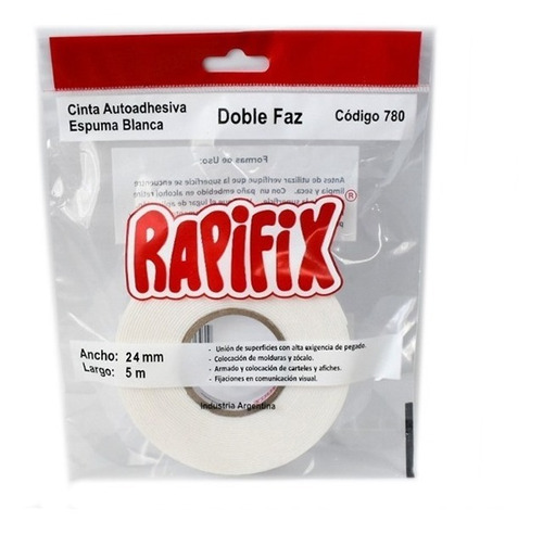 Cinta Autoadhesiva Doble Faz / Bifaz Espuma Blanca De 24 Mm