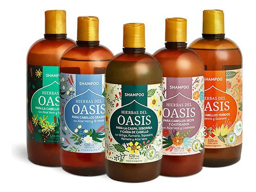 Shampoo Para Cabellos Normales Con Aloe Vera Y Hamamelis Hierbas Del Oasis Vegan Sin Parabenos