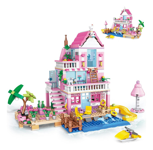 Pink Girls Seaside Beach Villa Friends Juego De Construcción