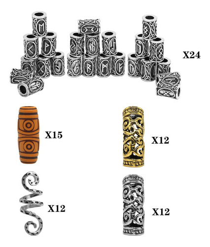 Perlas Para Barba Vikinga, Joyas Para El Pelo, Runa, Bigote,