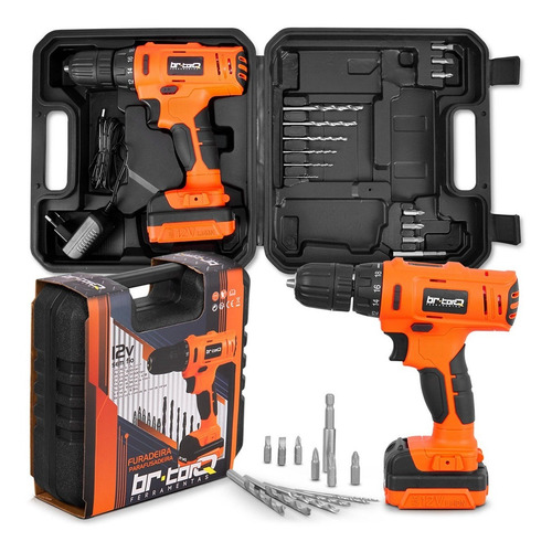 Imagem 3 de 6 de Kit Ferramentas + Furadeira Parafusadeira 3/8 12v Bivolt