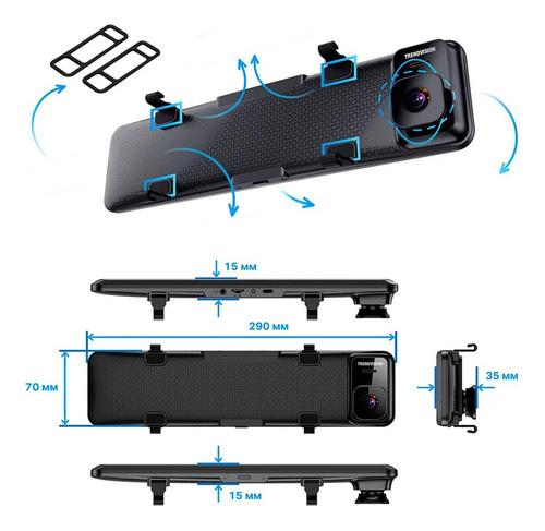 Espejo Retrovisor 4k+1080p De 12 Pulgadas, Cámara De Doble S