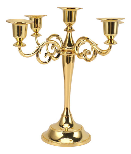 Candelabro 5 Brazos Soporte Hierro Retro Decorativo Dorado