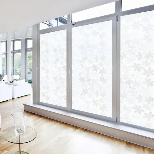 Película adhesiva electrostática de vidrio arenado blanco con láminas blancas y transparentes