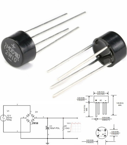 Imagen 1 de 1 de Puntotecno - 2x Puente Rectificador Onda Completa 2w10
