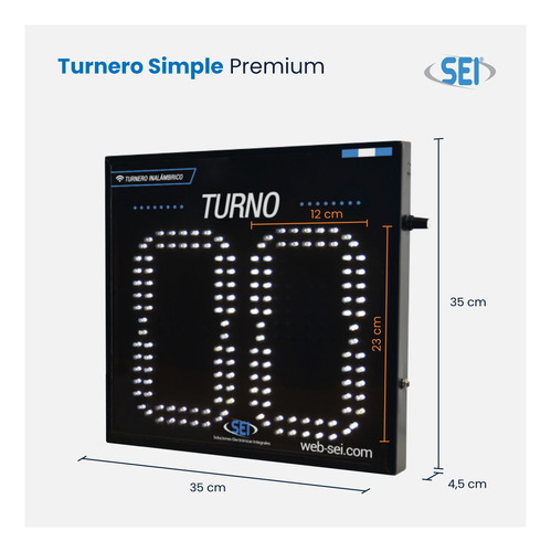 Turnero Inalámbrico Sei 2 Dígitos 23cm - Caja / Puesto / Box
