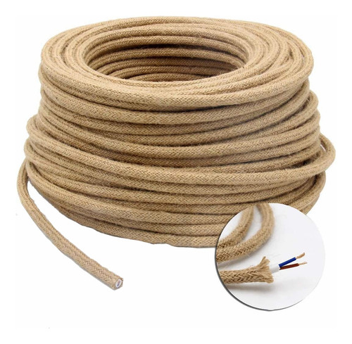 10m Cable 2*0,75 Electrico Yute Bipolar Textil Para Lámparas