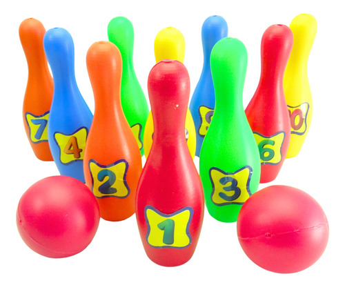 Juego Infantil Mini Boliche Bolos Clásico 2 Bolas 12 Pinos