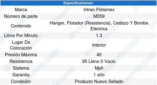 Base Y Bomba Gasolina Century Custom 3.3l V6 (93) Intran