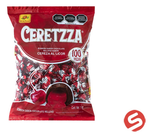 Chocolate Con Relleno Sabor Cereza Ceretzza La Rosa 100 Pzs