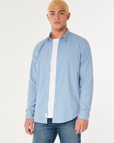 Camisa Hollister Icon Stretch Oxford Shirt 100% Original