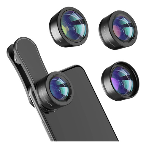 Kit Lentes Para Teléfono Ojo De Pez 198°, Macro Y Gran Angul