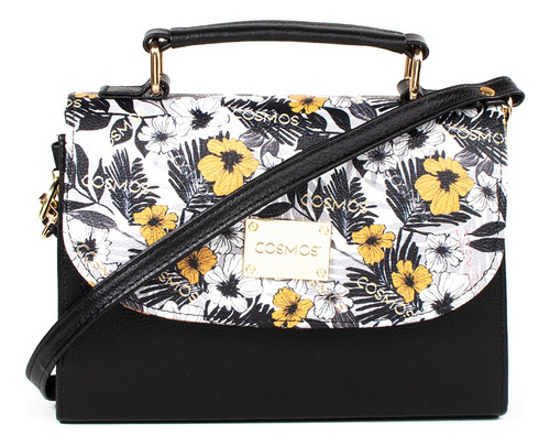 Bolso Tipo Bandolera Color Negro Estampado Frontal 102665