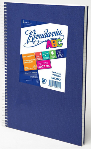 Cuaderno Abc N°7 Rayado 60 Hojas Espiral Azul Rivadavia