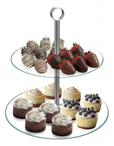 Torre De Postres, Soporte De Vidrio Redondo De 2 Nivele...