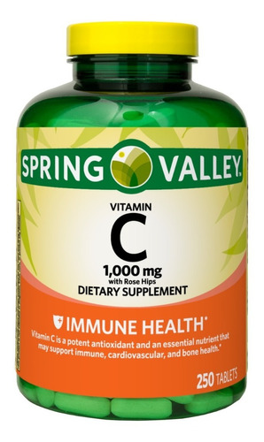 Vitamina C Spring Valley 1000mg With Rose Hips 250 Capsulas