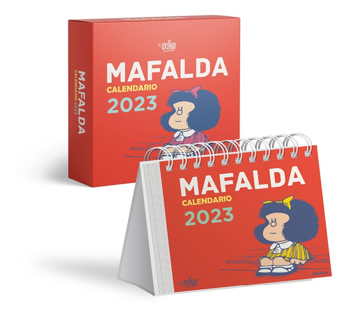 Imagen 1 de 7 de Calendario De Escritorio Mafalda 2023 Rojo Con Caja