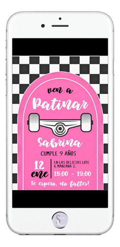 Invitación Cumpleaños Digital Tarjeta Patineta Skater