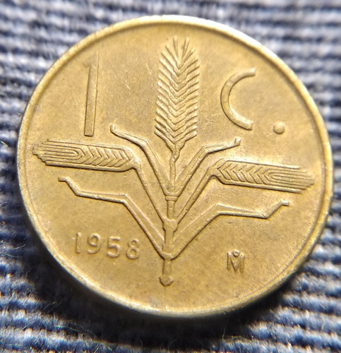 Moneda Un Centavo Espiga 1958, En Bronce 16mm. (Usado)
