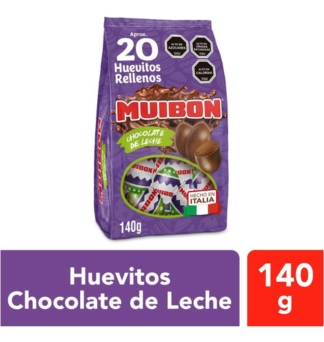 20 Huevitos Rellenos Chocolate De Leche Muibon 140gr