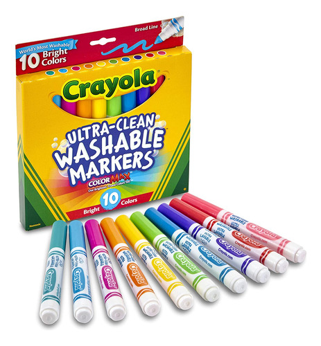 Crayola Ultraclean Broadline Bright Markers (10 Count)