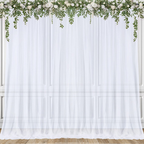 Wish Care Cortinas De Fondo Blancas Para Fiestas, 10 X 7 Pie