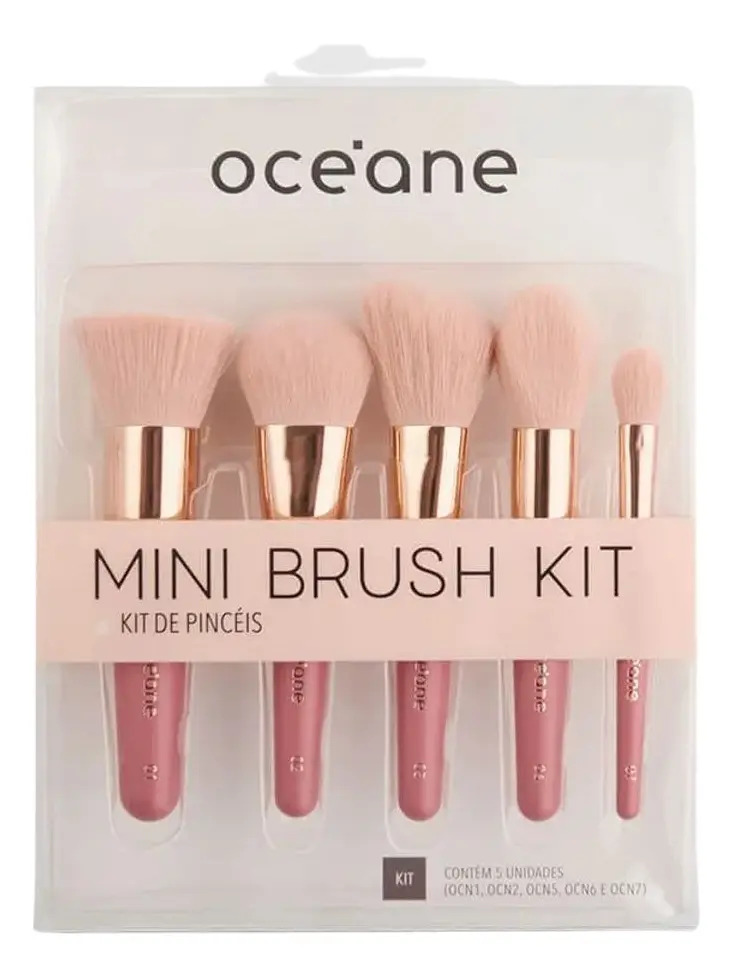 Kit Mini Pincéis Coral Bolsa Viagem Océane Alta Qualidade