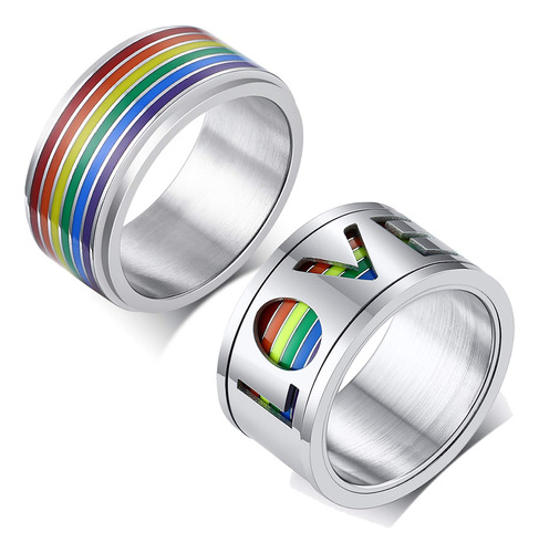 Vnox Anillo Giratorio De Orgullo Lesbico Gay, Anillo Girator