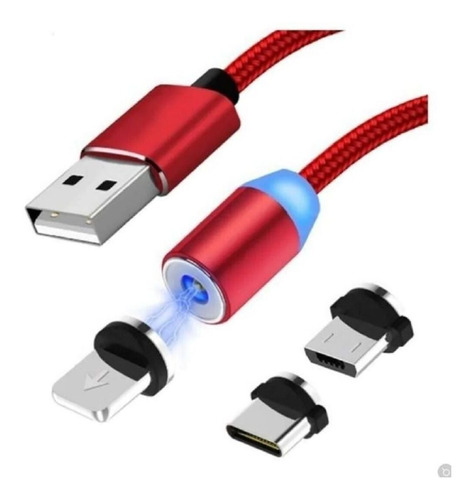 Cable Usb Magnético Carga 3 En 1 Burdeo Ap13