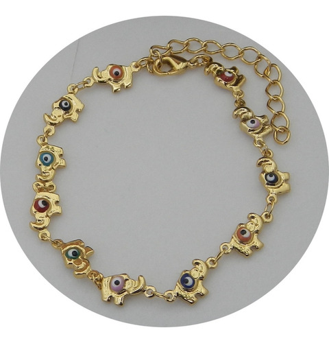 Pulsera Elefante Ojo Turco Suerte Protección Nice Multicolor