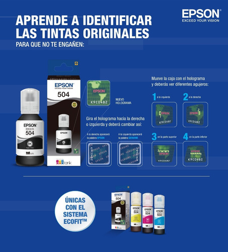Botellas De Tinta Epson T504 Negro