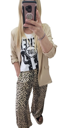 Pantalon Palazzo Animal Print Mujer The Big Shop